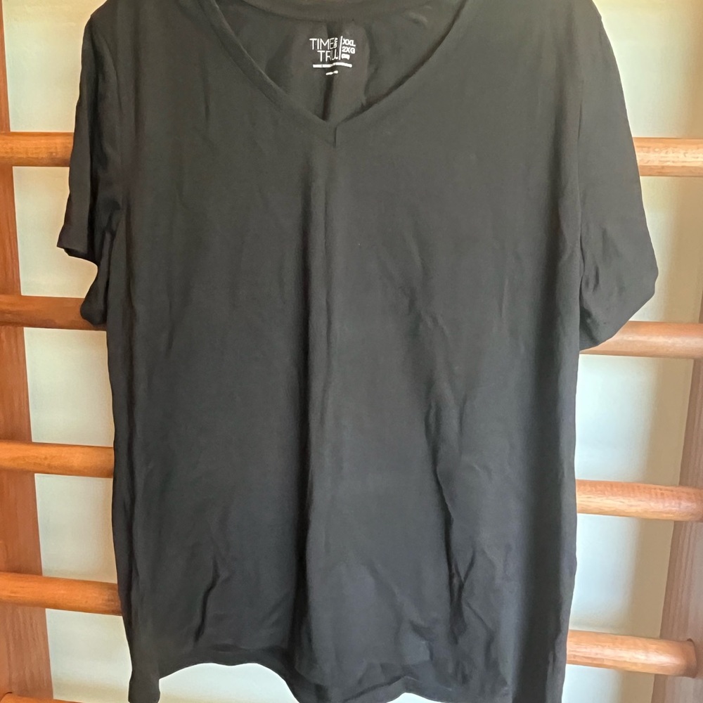 Time and Tru Black V-Neck Tee